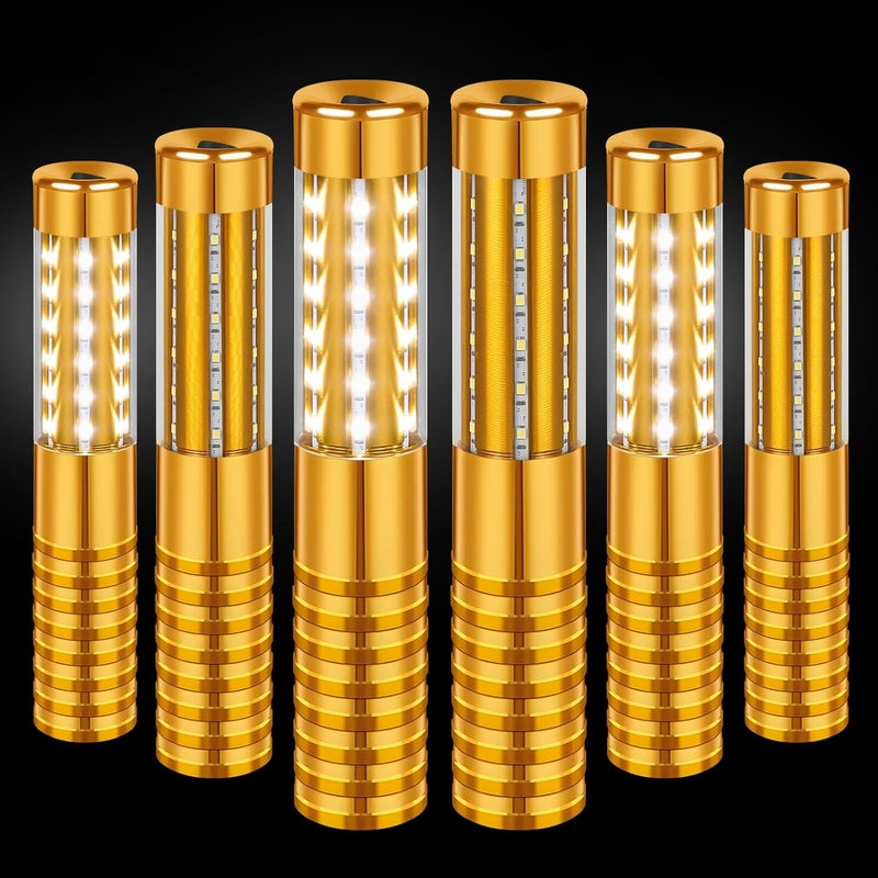 TTLYUGN 6 Pieces LED Strobe Baton Light Rechargeable Bottle Service Sparklers Stick Reusable Champagne Bottle Handheld LED for Club Stage Nightclub Party Concert Event Bar Outdoor - Gold - Image 1